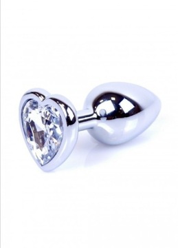 Plug-Jewellery Silver Heart PLUG- Clear