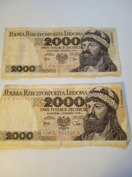 2 Banknoty PRL 2x 2000 zł (AW,AS) 1979 rok