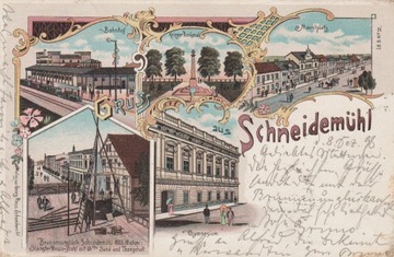 Piła. Gruss aus Schneidemuhl. Litografia 1898 r.