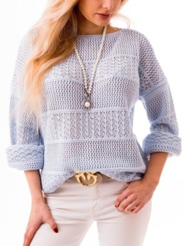 Sweterek ażurowy oversize baby blue L/XL