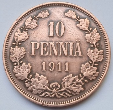 10 pennia 1911 ORYGINAŁ Finlandia