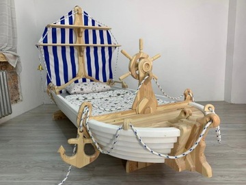 Łóżko Łódka Statek drewniane dziecięce