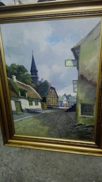 Uliczka w mieście - obraz olejny znanego malarza