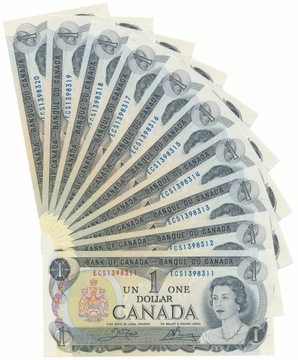Kanada, 10 x 1 Dollar z 1973 - kolejne numery, UNC