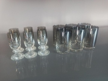 Zestaw dymionych szklanek kieliszków 12 elementów