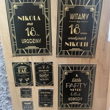 Komplet grafik dekoracji 18stki wielki gatsby 20s.