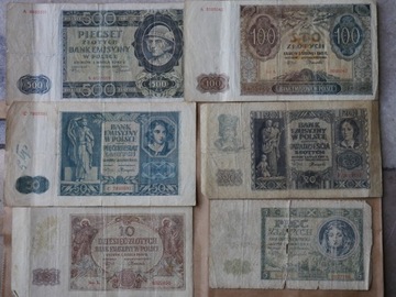 Kolekcja 6-u banknotów 1940/41r