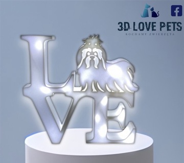 Figurka, lampka 3D Love Shih Tzu pies