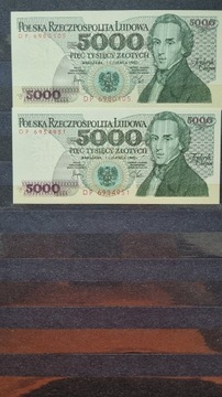 Banknot 5000 zł Fryderyk Chopin 1982 r, piękny