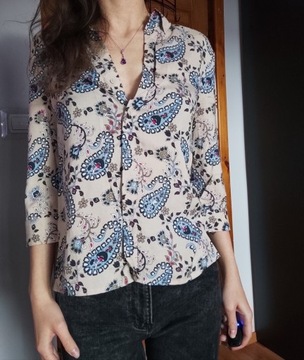 Koszula wzorzysta Orsay beż nude bluzka 34 36 vint