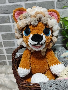 Lew szydełkowy mikołajki prezent handmade 30cm