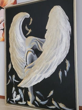 Anioł rama  70x100 ręcznie malowany obraz prezent 