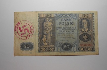 Stary banknot polski 20 złotych 1936 rzadki