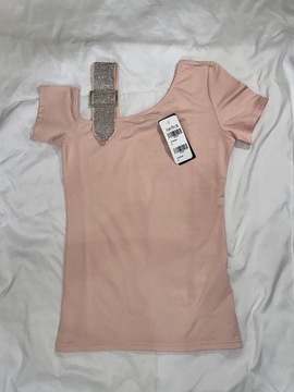 Różowa koszulka z cekinami rozmiar S