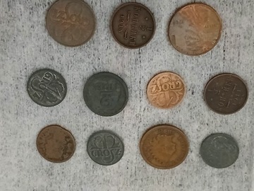 Zestaw stare monety i banknoty Polska i Ameryka 