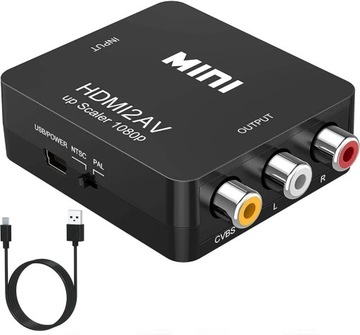 Konwerter HDMI na RCA MINI HDMI 1080p wideo audio