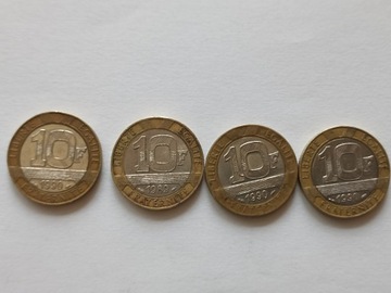 10 franków Francja -różne roczniki -4 szt.