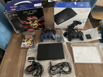 Konsola PS2 Sony SCPH-90004, karton Tekken 5, Blue