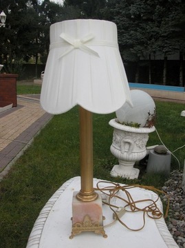 stara lampka - lampa z kamienną nogą i okucia 