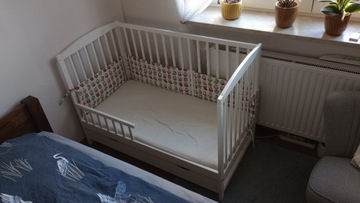Łóżeczko dziecięce drewniane białe 120x60 + materac Gratis