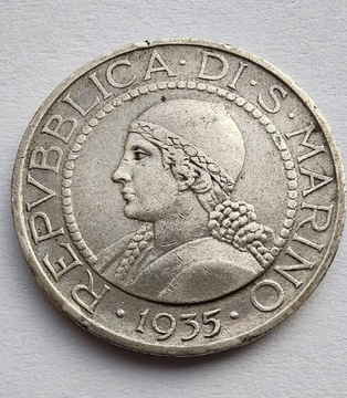 SAN MARINO 5 Lira 1935 srebro 