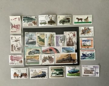 znaczki pocztowe, transport, kasowane, 50 szt
