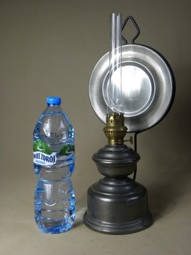Duża lampa naftowa z odblaskiem kinkiet wys. 50 cm