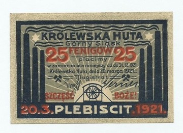 NIEMCY  Górny Śląsk Królewska Huta, 25 Pfennig