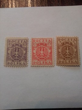 Zestaw 3 znaczkow orzel 1919