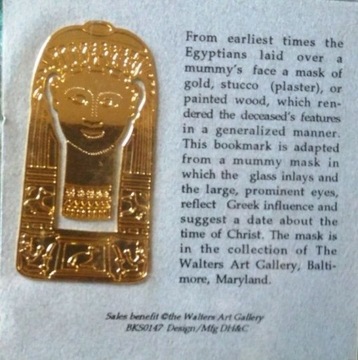 zakładka do książki - Egyptian Mummy, pozłacana 