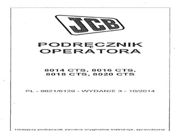 Podręcznik użytkownika JCB 8014 8016 8018 8020 DTR