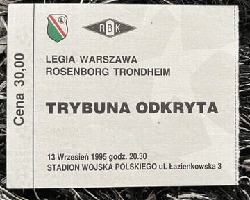 Bilet kolekcjonerski Legia - Rosenborg