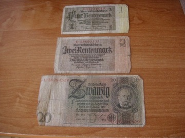Banknot Niemcy 20 marek 2 marki 1 marka 1923 - 24
