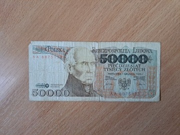 Polska 50 000 zł 1989 seria AA 