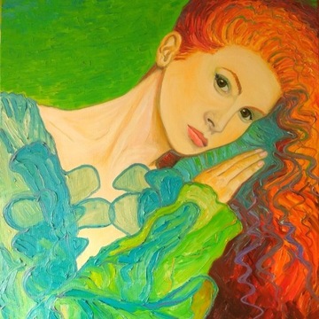 Portret kobiety - Rude włosy 70/90 obraz olejny