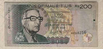 banknot, 200 rupees, Mauritius