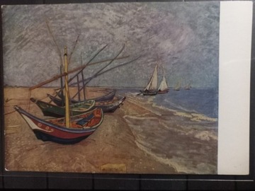 Pocztówka Sztuka Vincent van Gogh Łodzie na Plaży 