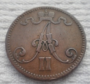 Wlk Księstwo Finlandii Aleksander II 5 penni 1866