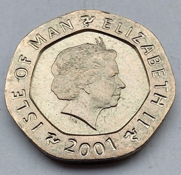 ISLE OF MAN 20 Pence 2001 ŁADNA