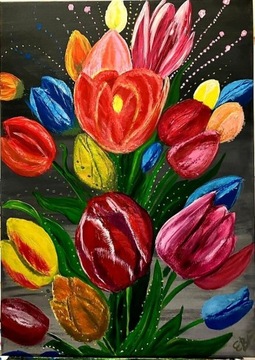 Bukiet kwiatów obraz 50x70 akryl 