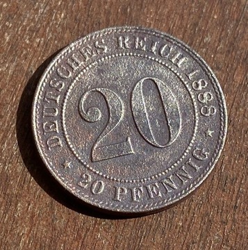 Bardzo Rzadki Rocznik 20 Pfennig 1888 RAR 
