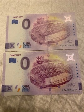 CAMP NOU słynny stadion Barcelony  banknot 0 euro