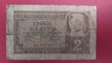 Banknot 2 zł z 1941 r.