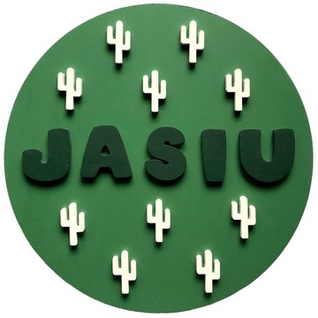Okrągła 3D tabliczka z imieniem dziecka "Kaktus"