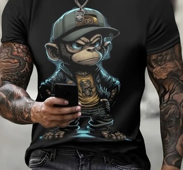 Męska koszulka z nadrukiem małpy