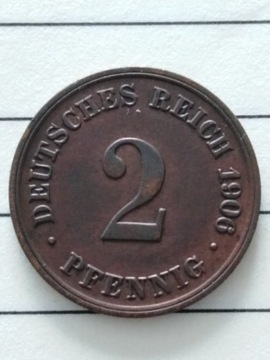 Moneta 2 pfenigi 1906 D Cesarstwo Niemieckie 