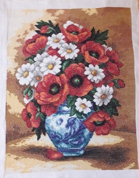 Polne kwiaty - obraz haft krzyżykowy