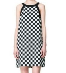 Zara sukienka trapez szachownica kieszenie neon XS