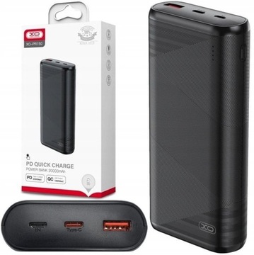 Powerbank XO 20000 mAh czarny +ładowarka 1A GRATIS