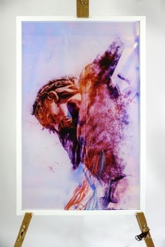 Obraz holograficzny Jezus Ukrzyżowany, podśw. LED